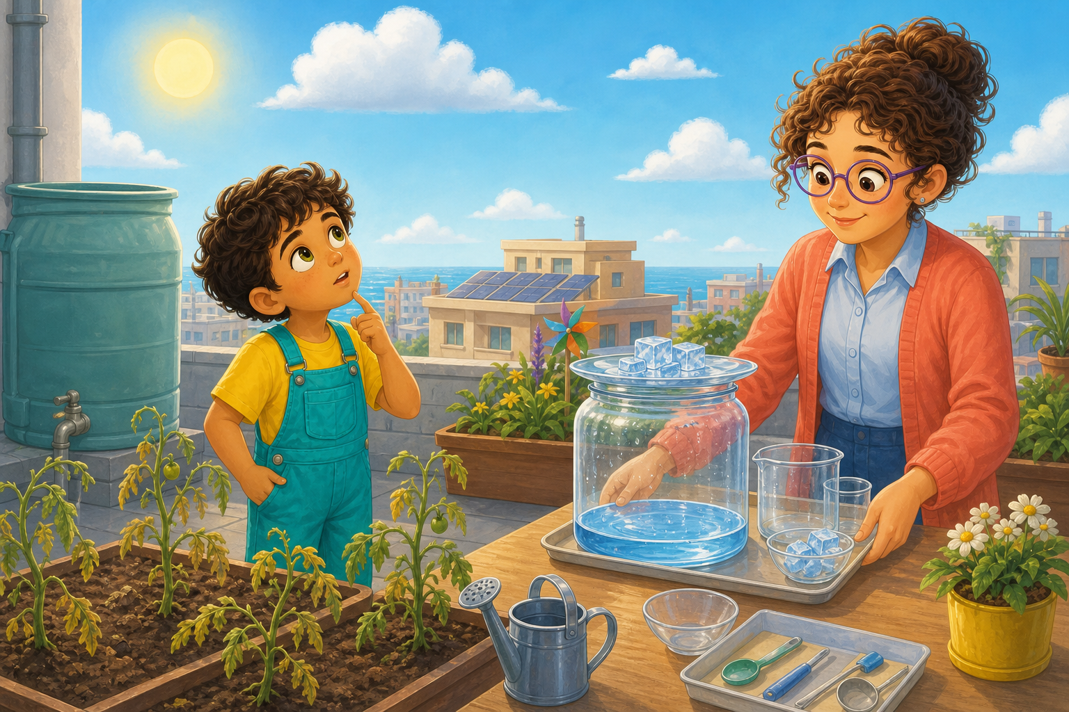 Deniz ve Yağmur Kavanozu: Su Döngüsünün Eğitici Masalı — görsel 1